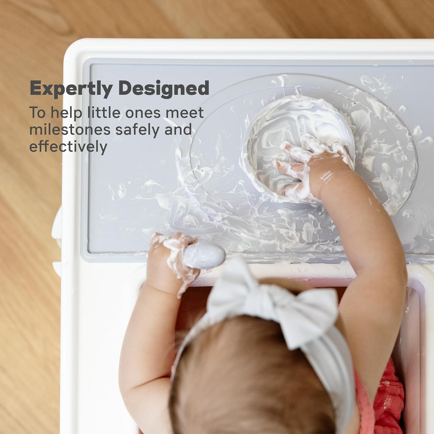 Tiny Placemat - Non-Slip, 100% Silicone Placemat That Fits on Most Highchair - Rolls-Up - Dishwasher Safe - 4 Months+ (Pewter)