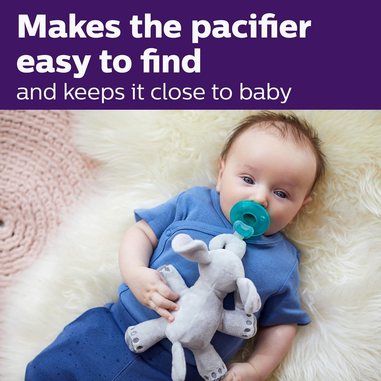 Philips Soothie Snuggle Pacifier Holder with Detachable Pacifier, Koala, 0M+, SCF347/06
