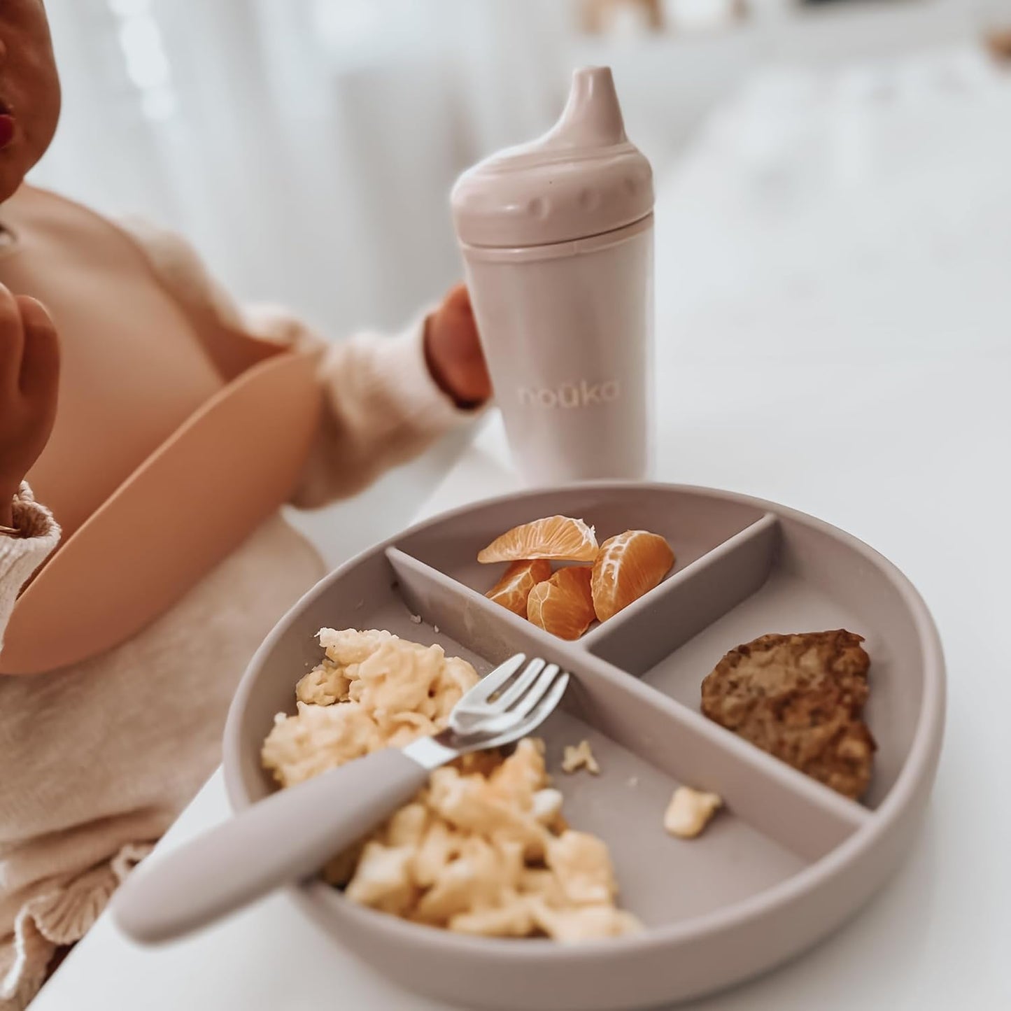 Nouka Insulated and Non-Spill Sippy Cup | Leak Proof and Easy Grip | Keeps Drinks Hot or Cold | Soft Sand