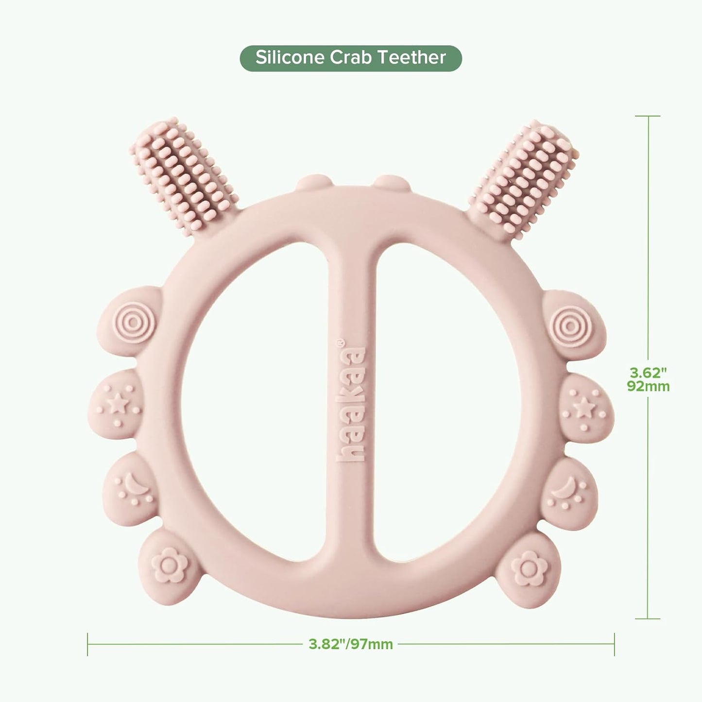 Silicone Crab Baby Teether,Teething Toys,360ยฐBaby Toothbrush Head for Infant Self-Brushing Training,Food-Grade Silicone,Blush