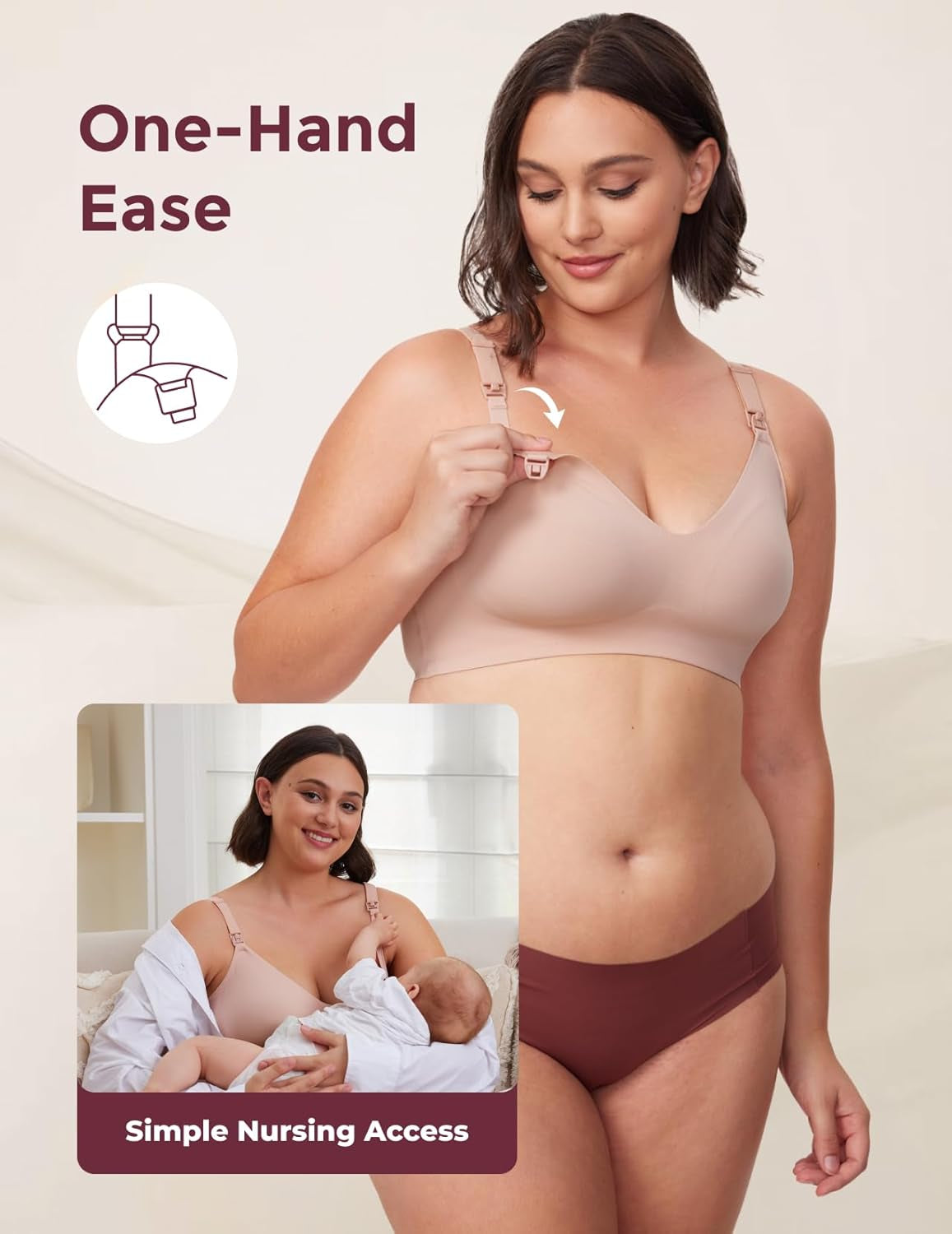 Nursing Bras for Breastfeeding, Seamless Maternity Bra Ultra Comfort Smooth Wireless Pregnancy Sleeping Bralette