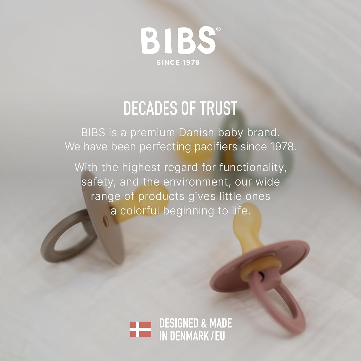 Baby Pacifiers | Bpa-Free Natural Rubber Pacifier | Made in Denmark | Set of 2 Soothers (Mustard/Ivory, 0-6 Months)
