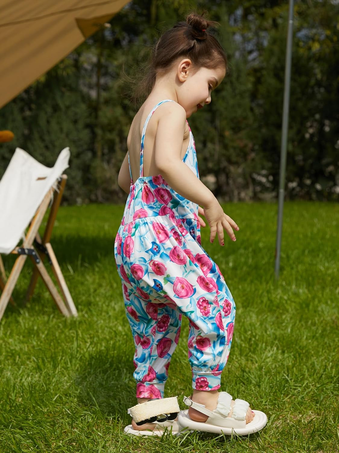 Toddler Girls Jumpsuit Clothes Sleeveless Spaghetti Strap Romper Summer Baby Rompers with Pockets 1-6 Years