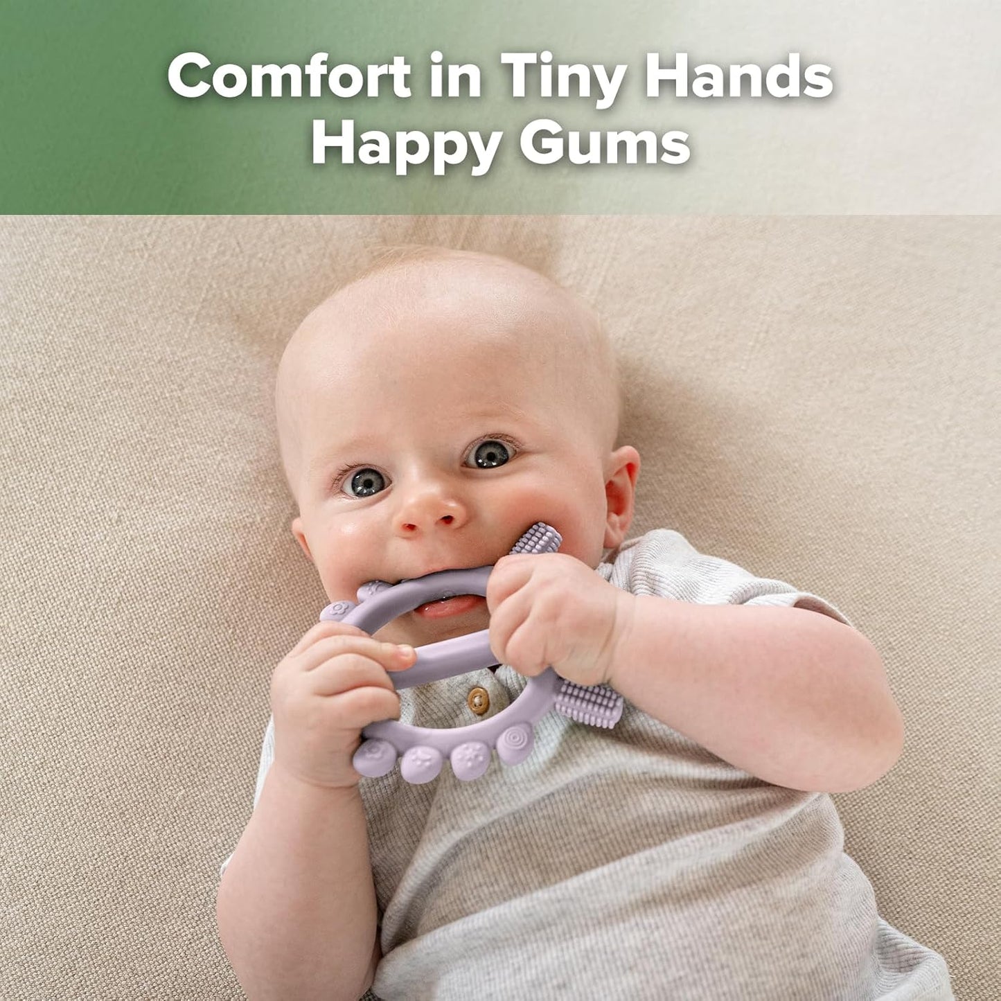 Silicone Crab Baby Teether,Baby Toys,360ยฐBaby Toothbrush Head for Infant Self-Brushing Training,Food-Grade Silicone,Lavender