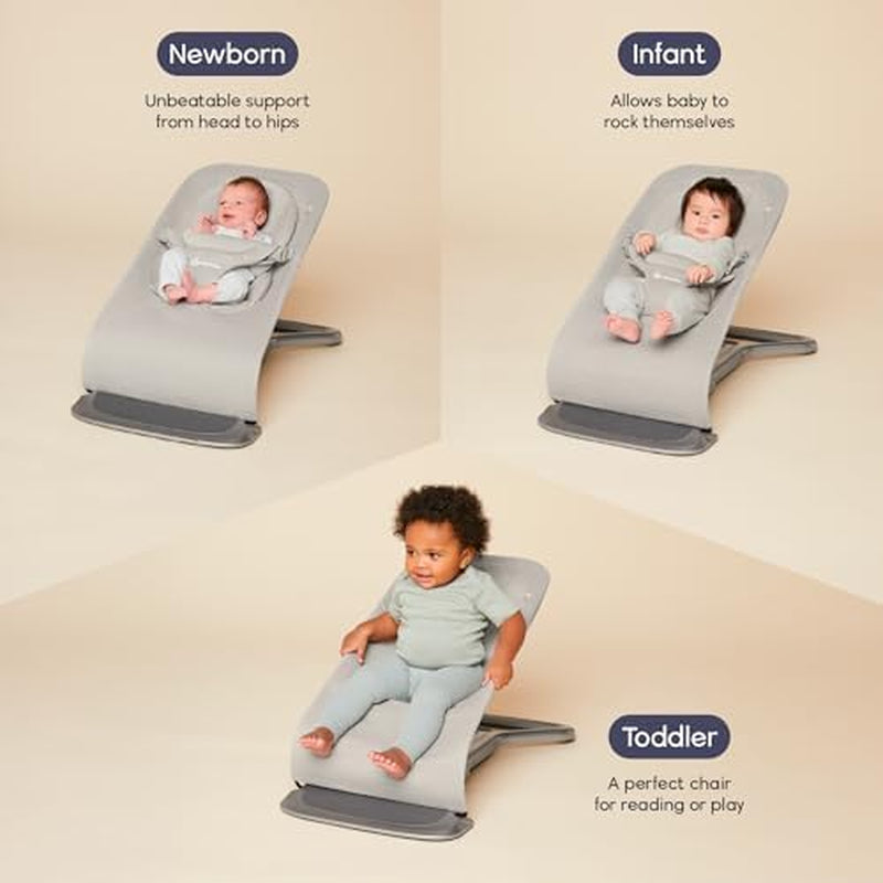 Evolve 3-In-1 Mesh Bouncer, Adjustable Multi Position Baby Bouncer Seat, Fits Newborn to Toddler, Grey Mesh