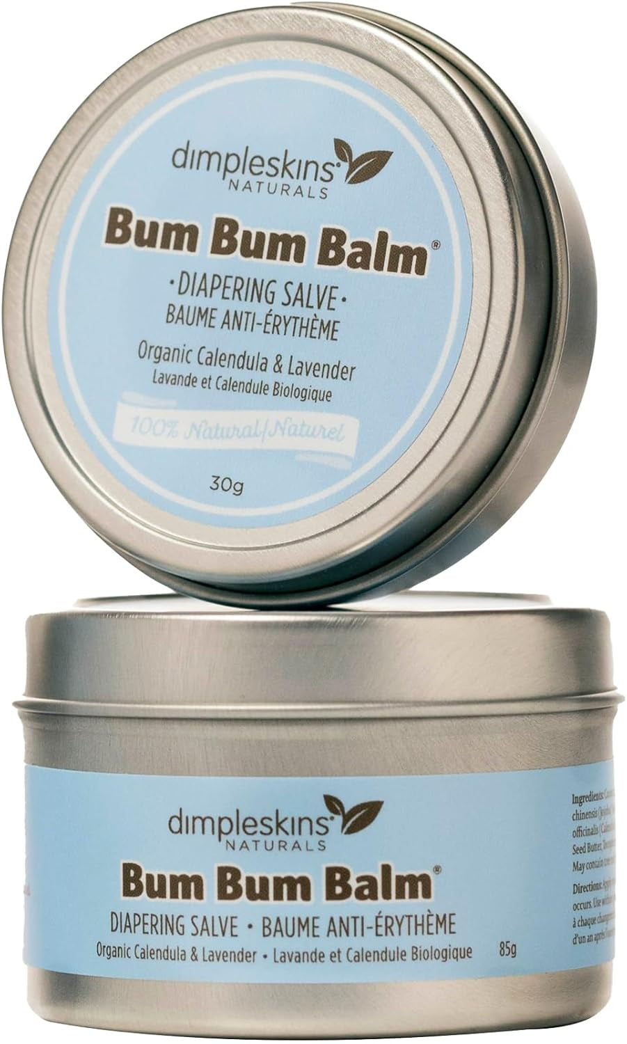 Dimpleskins Bum Bum Balm (2-Pack 30G & 85G) Natural Baby Bum Cream Calendula Cream Zinc-Free | Diaper Cream Soothe Baby Skin with Beeswax, Jojoba Oil Calendula & Vitamin E | Moisturizing Nourishing