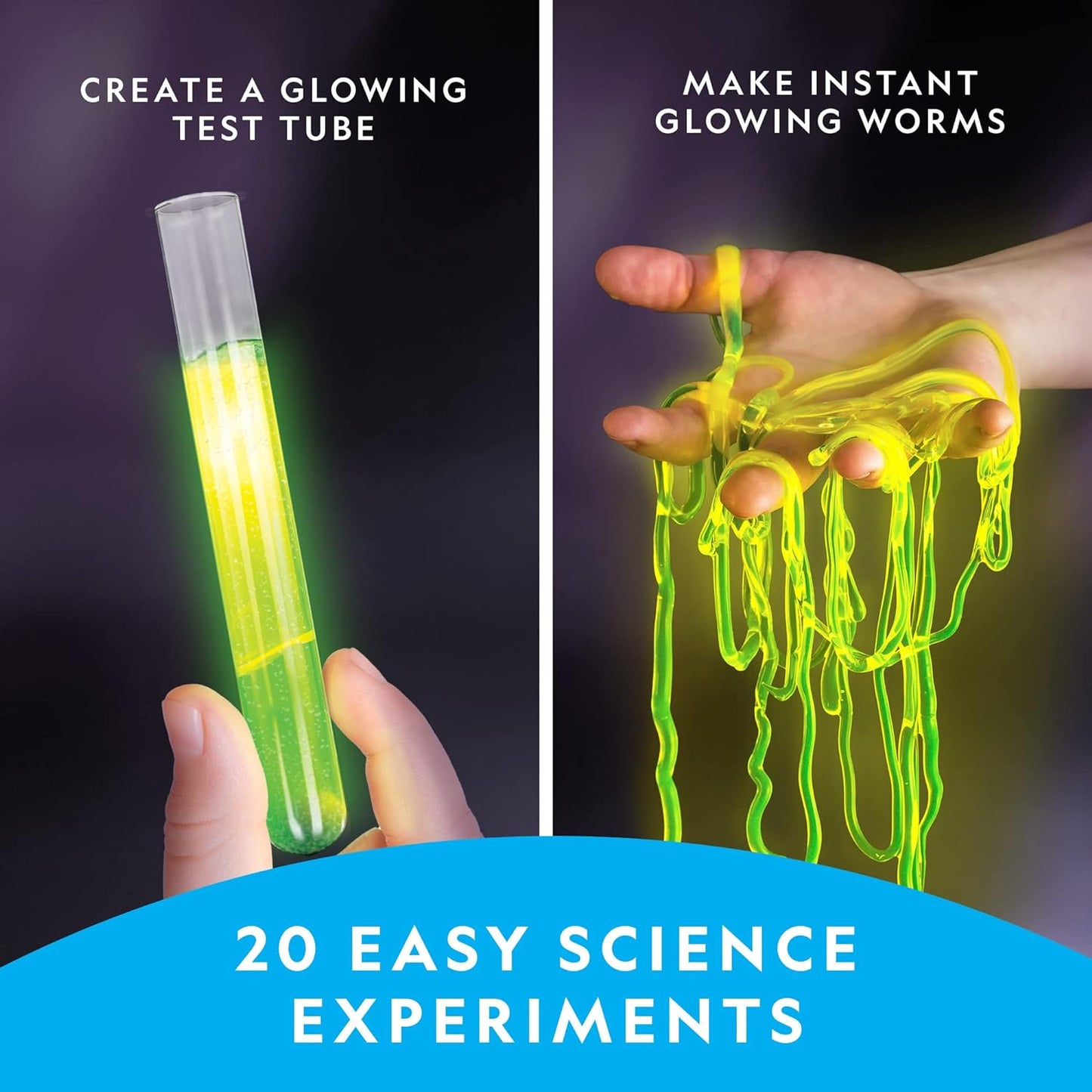 Chemistry Set for Kids - Chemistry Kit with 20 Science Experiments, Make Glowing Worms, Fizzy Solutions and More, Great Chemistry Gift for Girls and Boys