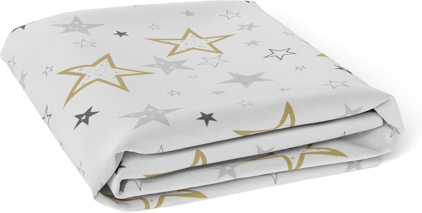 Baby 100% Breathable Cotton Percale Baby Crib Sheet, Fully Elasticized - Made in Canada 28" X 52" Multi Golden Star