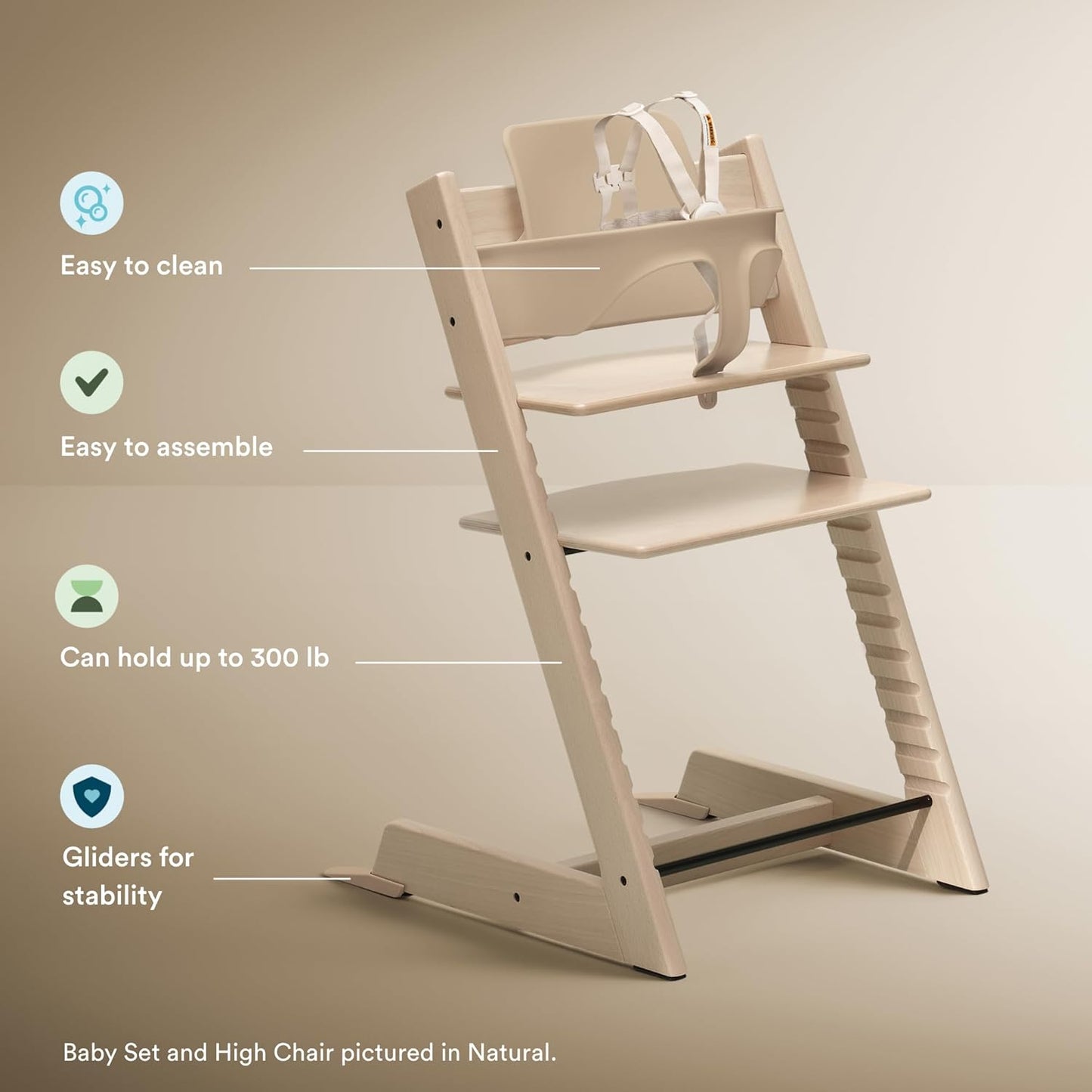 Tripp Trapp High Chair 2 (Terracotta), Cushion 2 (Terracotta) + Tray (White) - Includes Chair + Baby Set 2 with Removable Harness for Children 6-36 Months