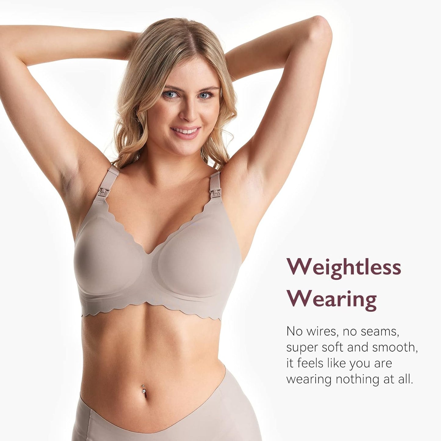 Nursing Bras for Breastfeeding, Jelly Strip Support Comfort Maternity Bra, Seamless Soft Wirefree Pregnancy Bra