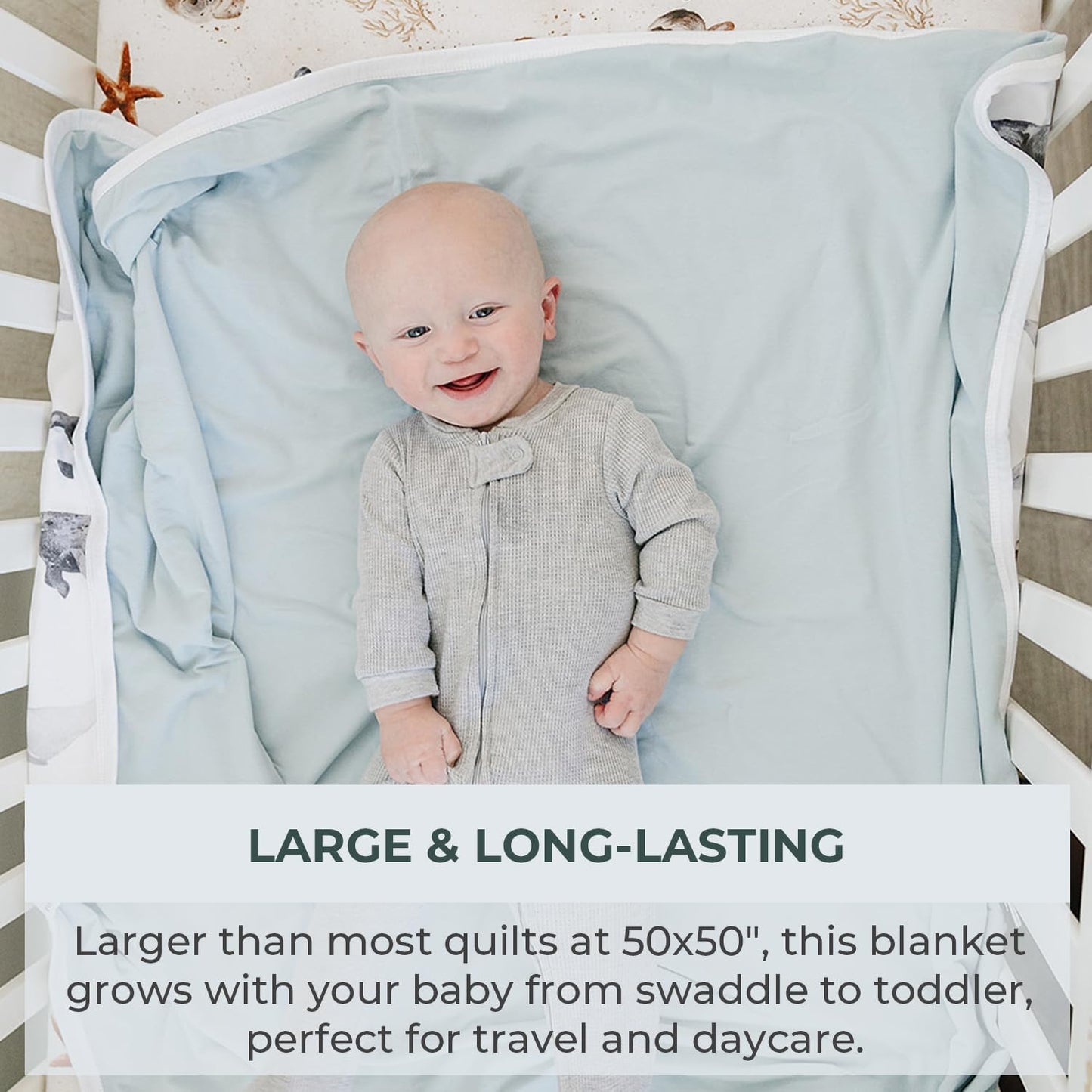 Pobi Baby Soft Neutral Blanket - Premium Cotton Toddler Quilt, Ideal for Boys & Girls - Warm, Soft Blankets (Seaside)