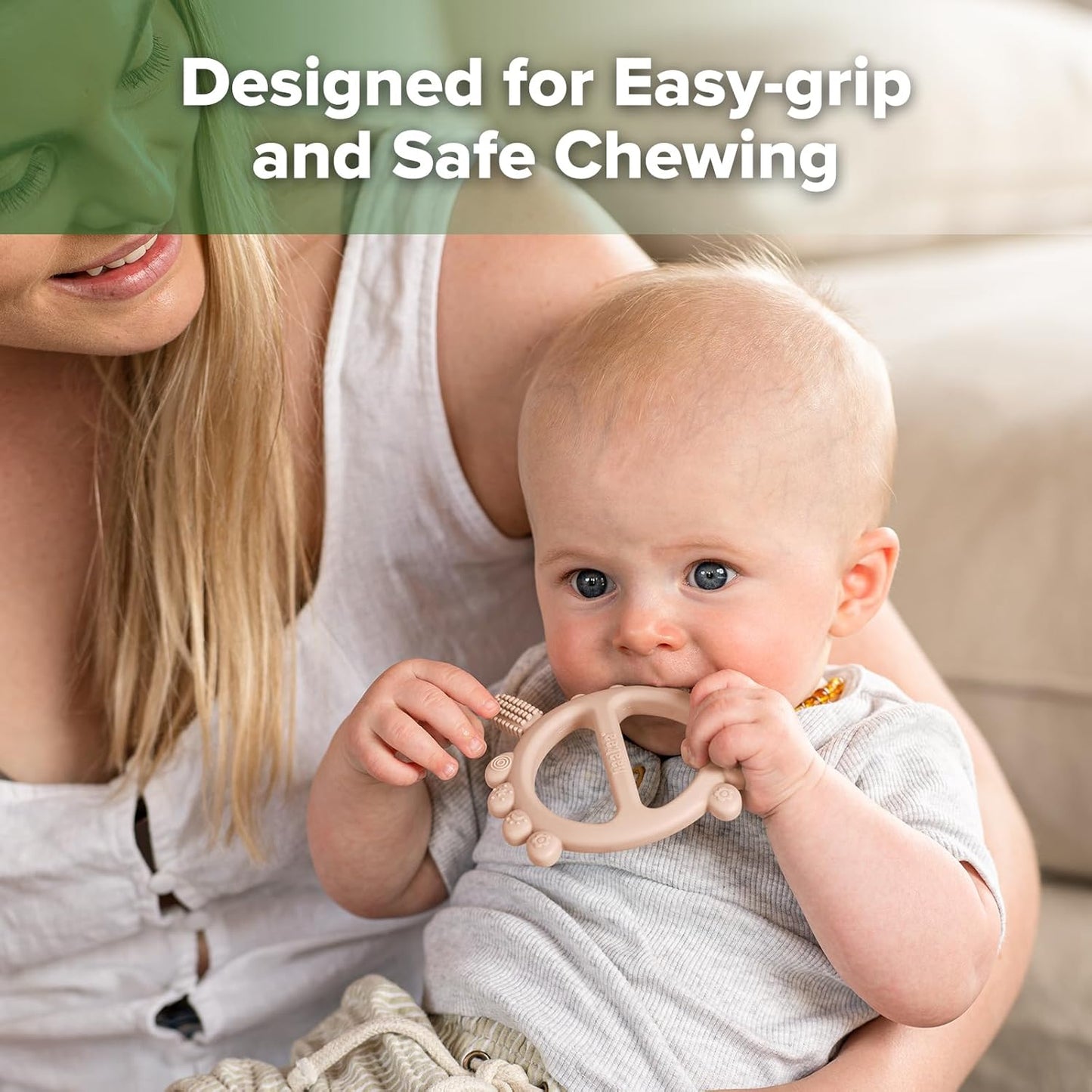 Silicone Crab Baby Teether,Teething Toys,360ยฐBaby Toothbrush Head for Infant Self-Brushing Training,Food-Grade Silicone,Blush