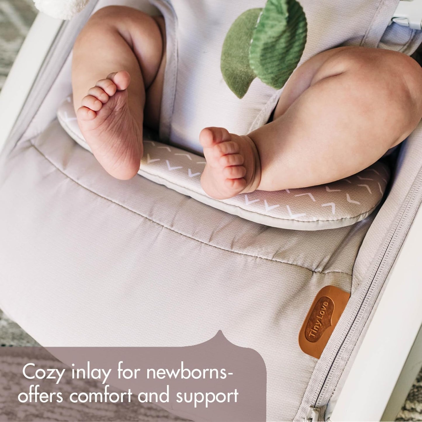 Boho Chic 2-In-1 Rocker with Removeable Toy Bar, Rocking or Stationary Modes and Folds Flat for Storage, Beige