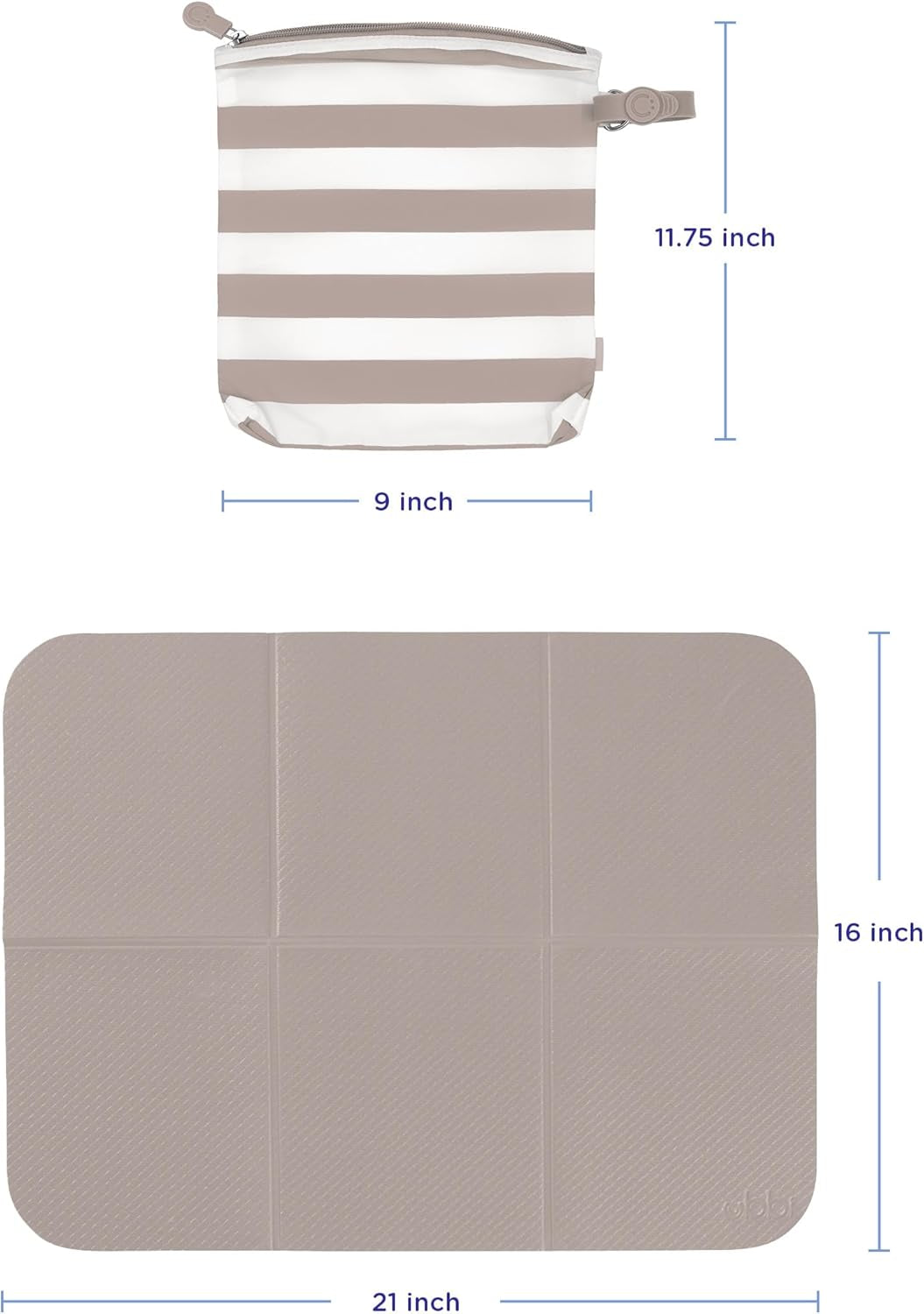 On-The-Go Folding Changing Baby Mat with Carrying Bag, Soft and Comfortable Diaper Bag Accessory Must Have for Newborns, Easy to Clean, Portable Changing Pad, Taupe