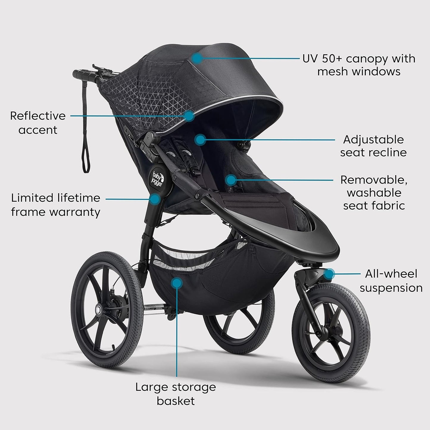 Summit X3 Jogging Stroller, Midnight Black