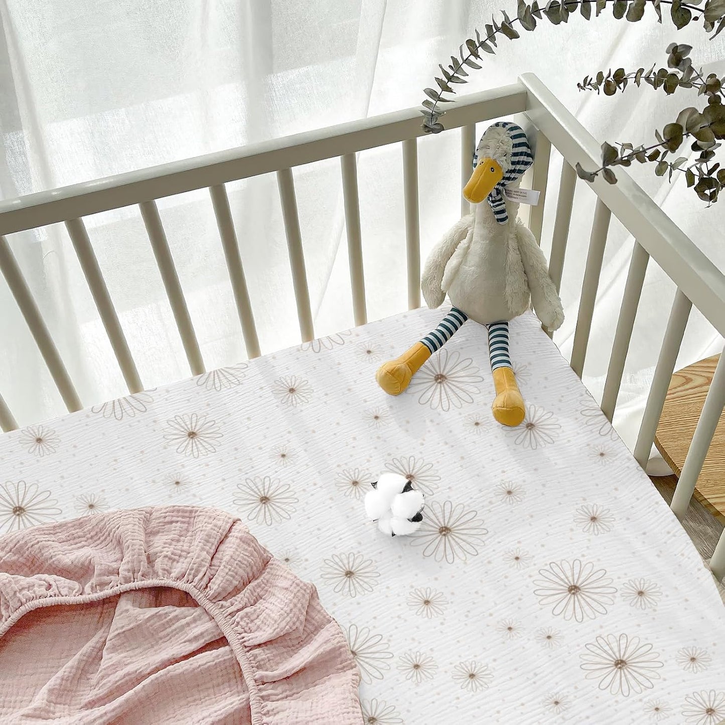 Lulumoon Crib Sheet Muslin for Baby: Soft Cotton Crib Sheets Fitted for Toddler Girl and Boy - Breathable Crib Mattress Sheet 28"X 52"