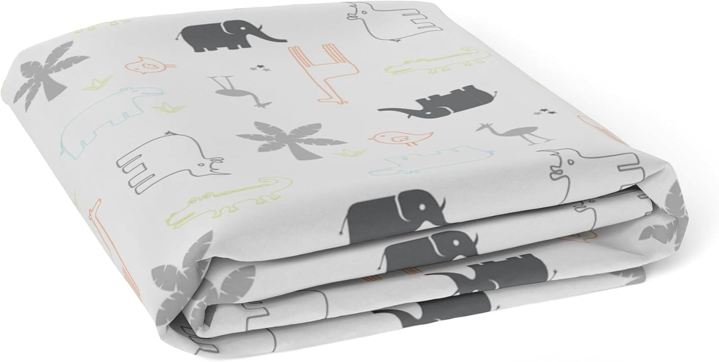 Baby 100% Breathable Cotton Percale Baby Crib Sheet, Fully Elasticized - Made in Canada 28" X 52" Multi Jungle Animal