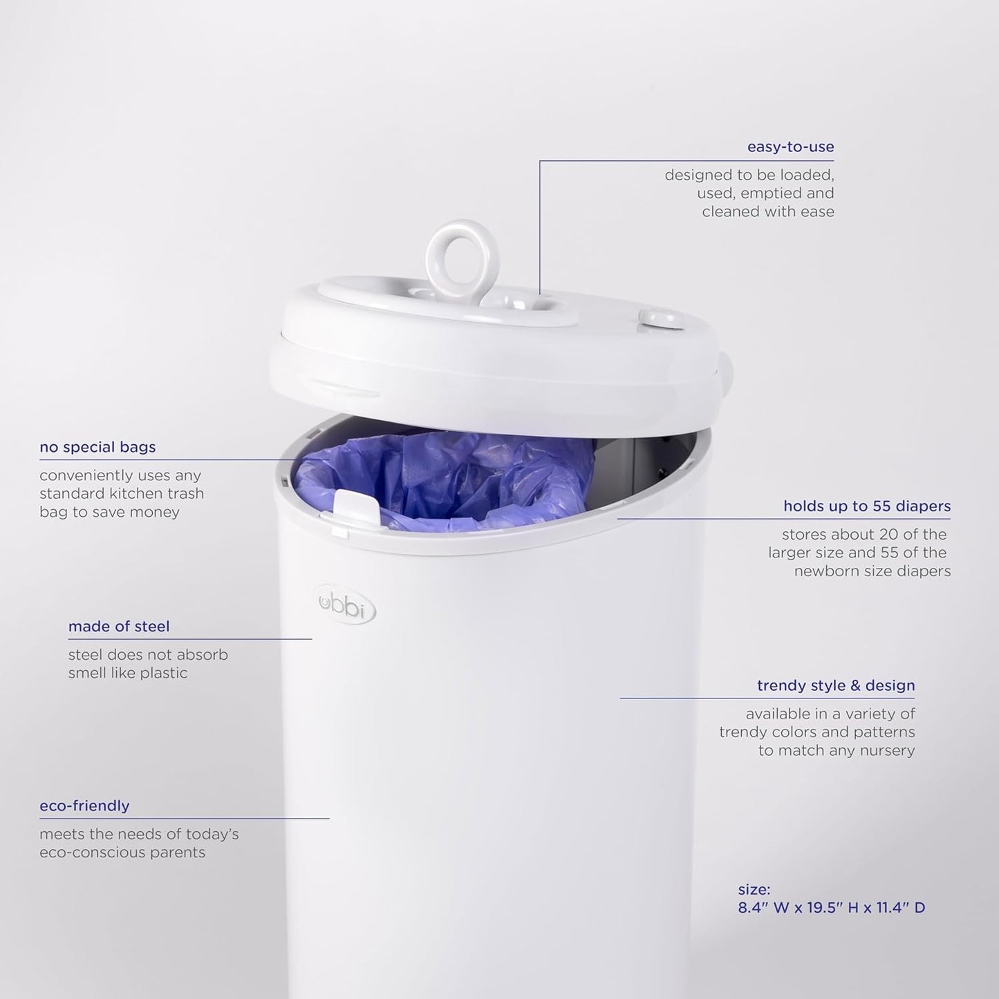 Steel Odor Locking, No Special Bag Required Money Saving, Awards-Winning, Modern Design Registry Must-Have Diaper Pail, Taupe