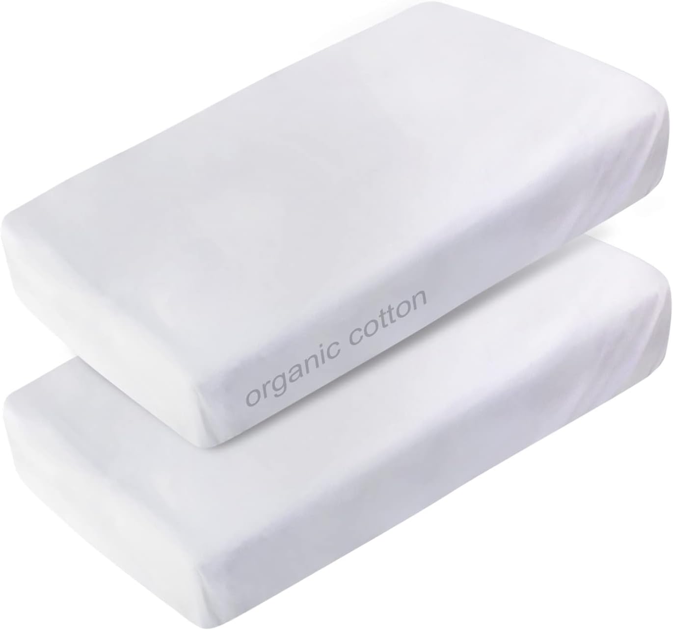 Crib Sheets Fitted 100% Organic Cotton 52"X28"X8", 2 Pack Sheet for Baby Boy Girl, Silky Soft Toddler Bed Protector for Standard Crib and Toddler Mattress, White
