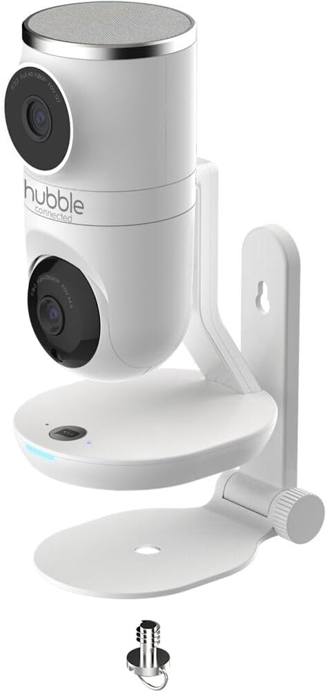 Nursery Pal Dual Vision Smart Camera Wi-Fi Enabled Baby Monitor with AI Motion Tracking, plus Preloaded Soothing Sounds, Lullabies, and Stories, White