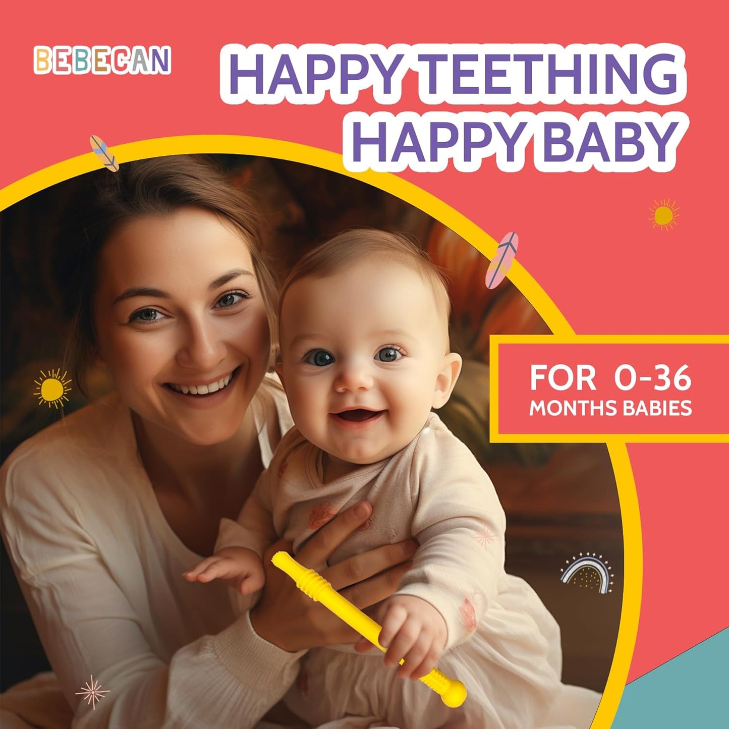 Teething Toys for Babies, Baby Teething Relief, 6 Vibrant Colors, Super Soft Silicone Jouet Dentition Bebe, Perfect Baby Gifts Baby Boy Gifts