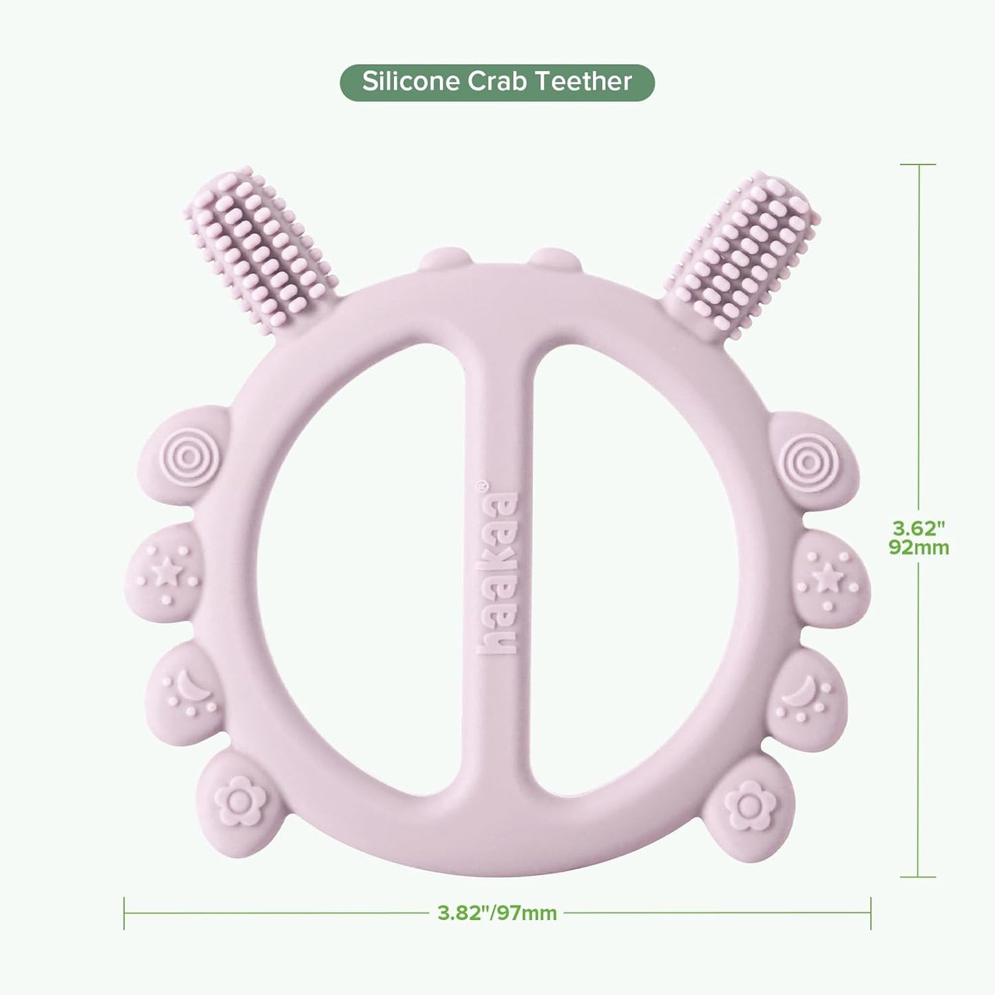 Silicone Crab Baby Teether,Baby Toys,360ยฐBaby Toothbrush Head for Infant Self-Brushing Training,Food-Grade Silicone,Lavender