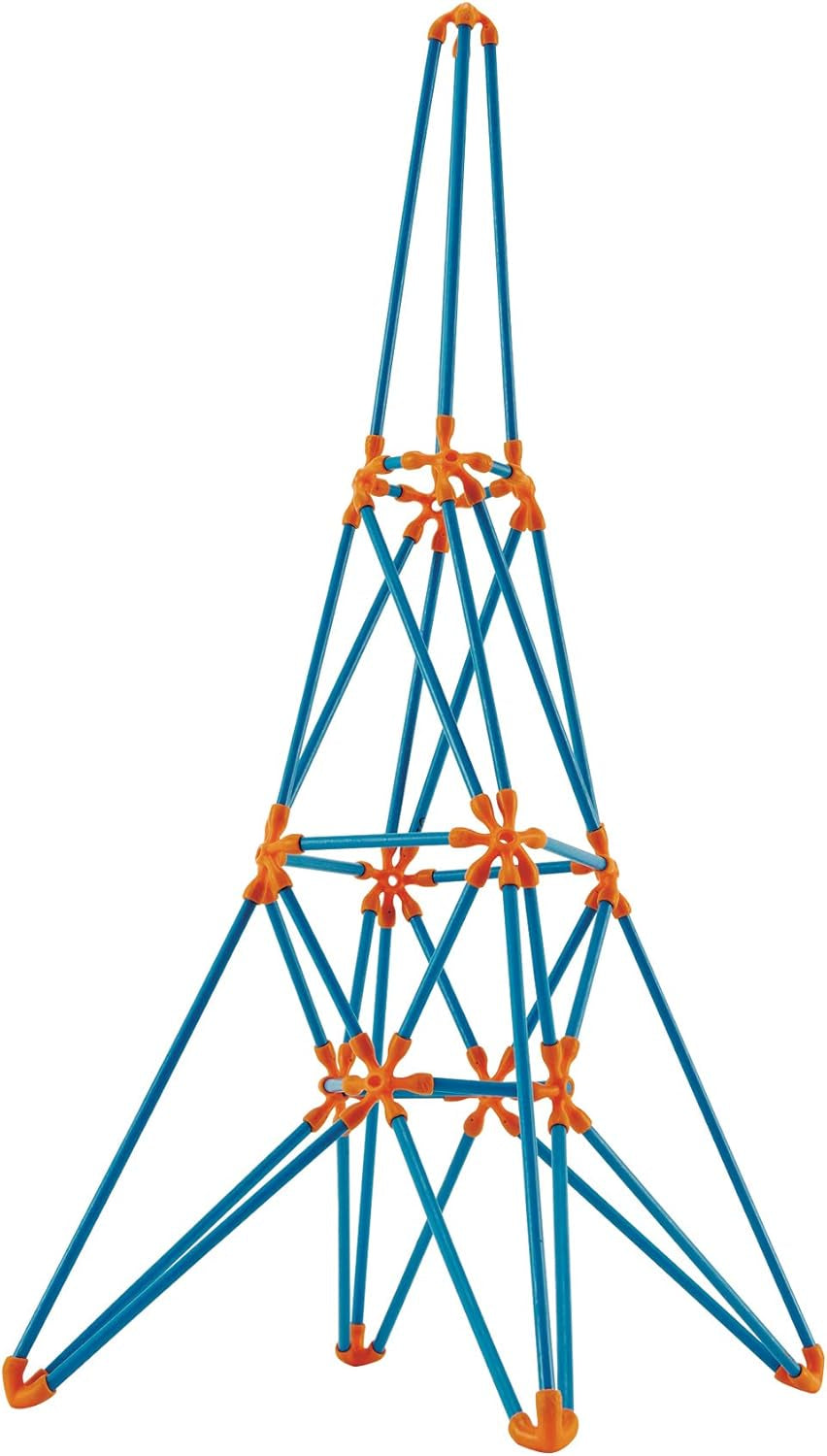 Flexistix STEM Building Multi-Tower Kit, Featuring 132 Multi-Colored Bamboo Pieces
