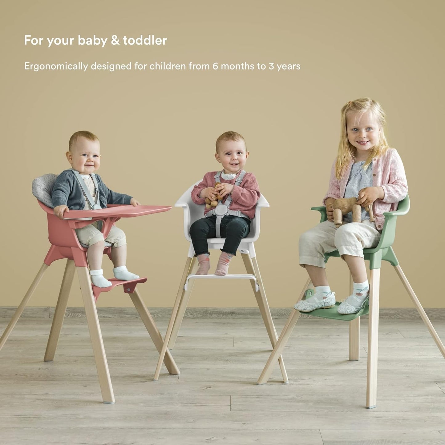 Clikk High Chair, Fjord Blue - All-In-One High Chair with Tray + Harness - Light, Durable & Travel Friendly - Ergonomic with Adjustable Features - Best for 6-36 Months or up to 33 Lbs