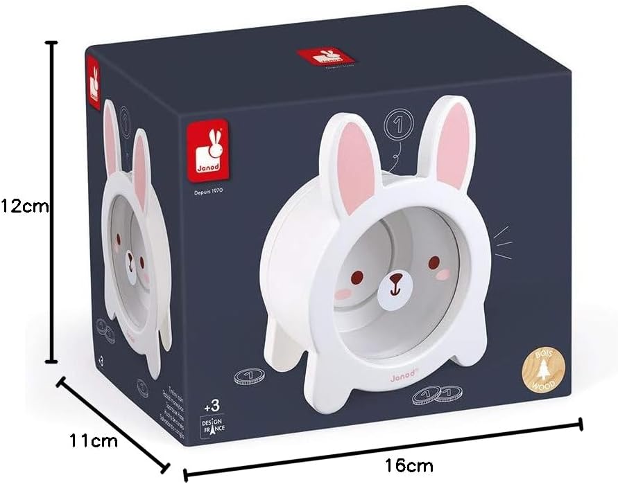- Rabbit Moneybox - Money Saving Magnetic Piggy STEM Bank - Wood - Early-Learning - for Boys and Girls - from 3 Years +- Multilingual - J04654. Large