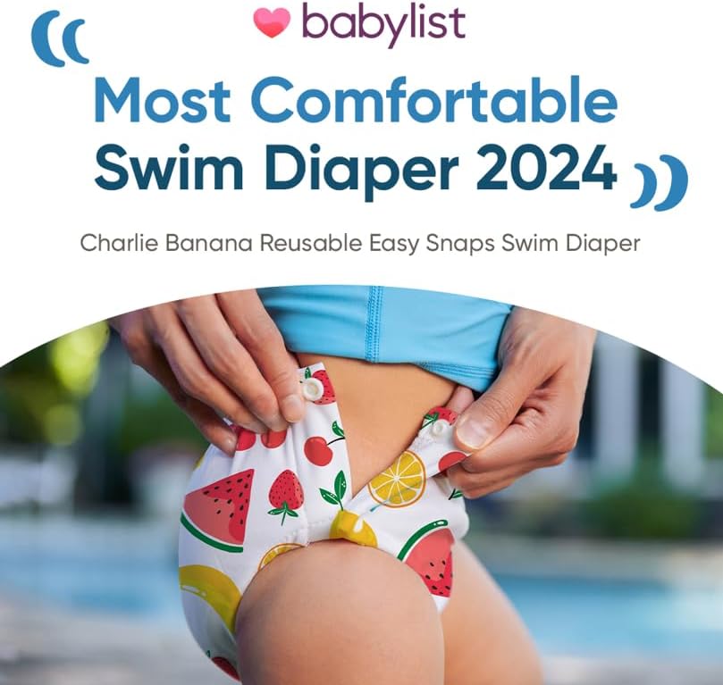 Reusable Swim Diaper, Washable, with Easy on and off Snaps for Baby Girls Boys, Soft and Snug Waterproof Fit to Prevent Leaks - the Whale on White, Size M (16-28 Lbs)