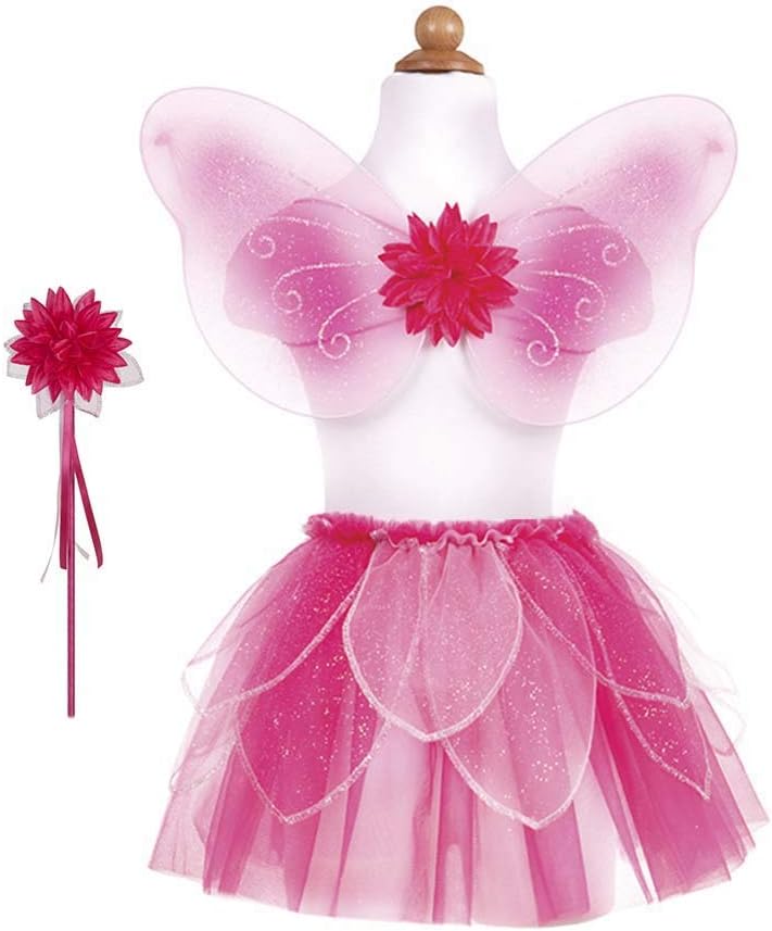 41325, Fancy Flutter Skirt with Wings & Wand, Pink, US Size 4-7