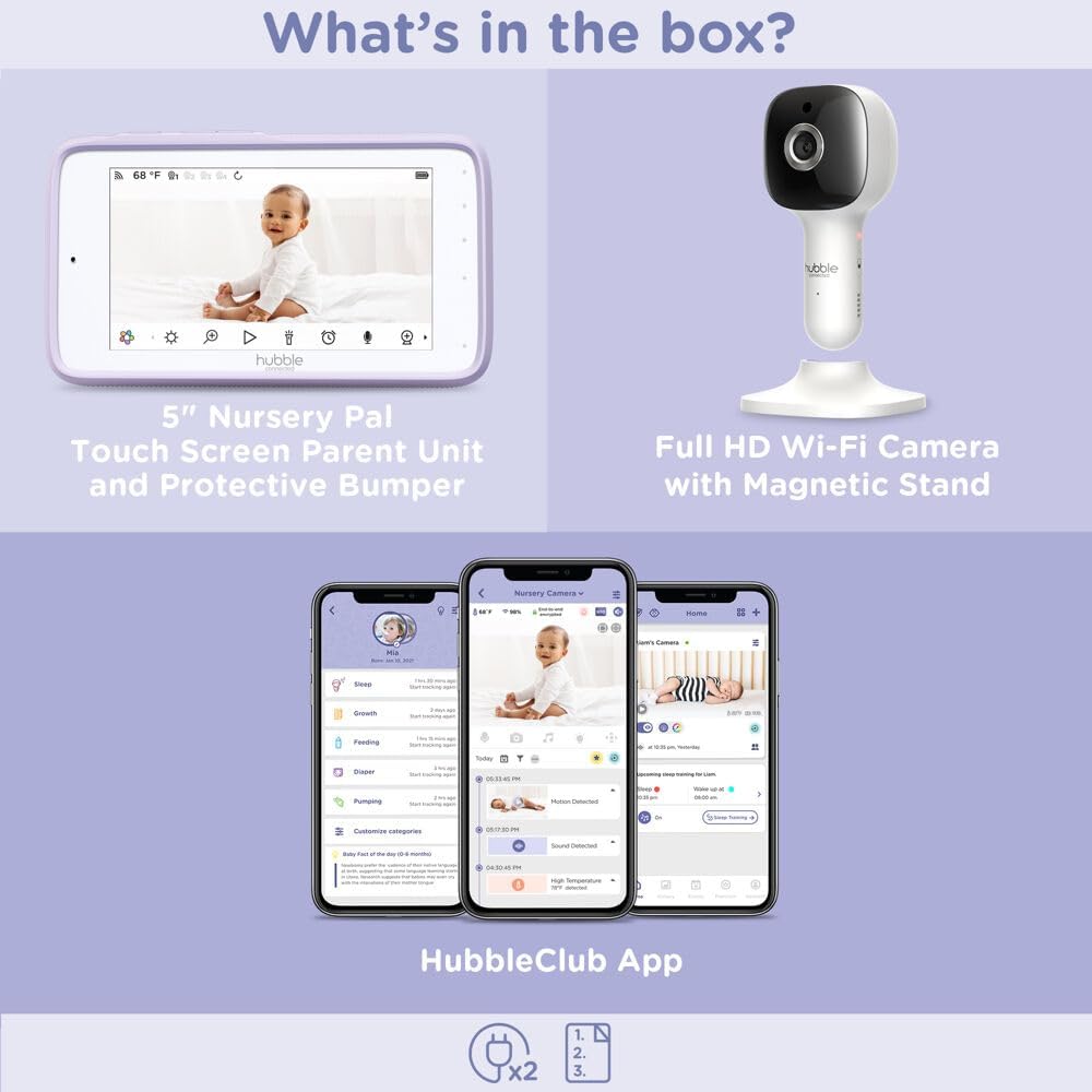 Nursery Pal Cloud Touch Smart Baby Monitor with HD Video, 5' Touchscreen Parent Unit, Dual Viewing Modes Featuring Wifi and Wifi-Free Viewing, Two-Way Audio.