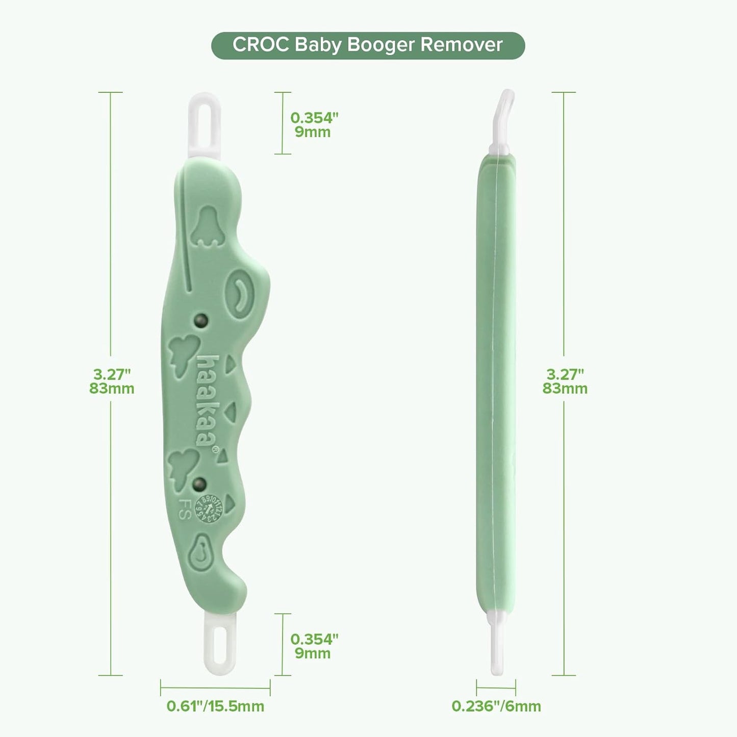 Baby Nose Cleaner & Ear Wax Removal Tool,The Unique Crocodile-Shaped Design,Baby Essentials-Pea Green
