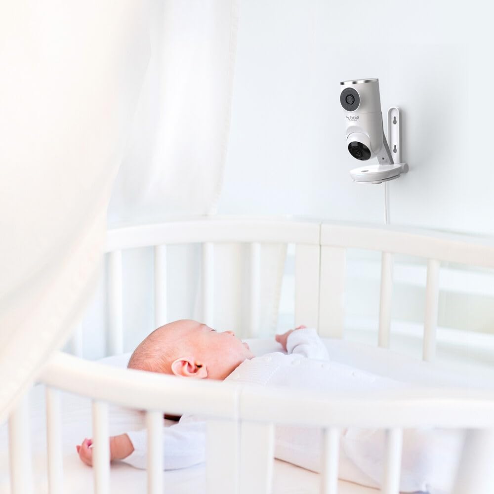 Nursery Pal Dual Vision Smart Camera Wi-Fi Enabled Baby Monitor with AI Motion Tracking, plus Preloaded Soothing Sounds, Lullabies, and Stories, White