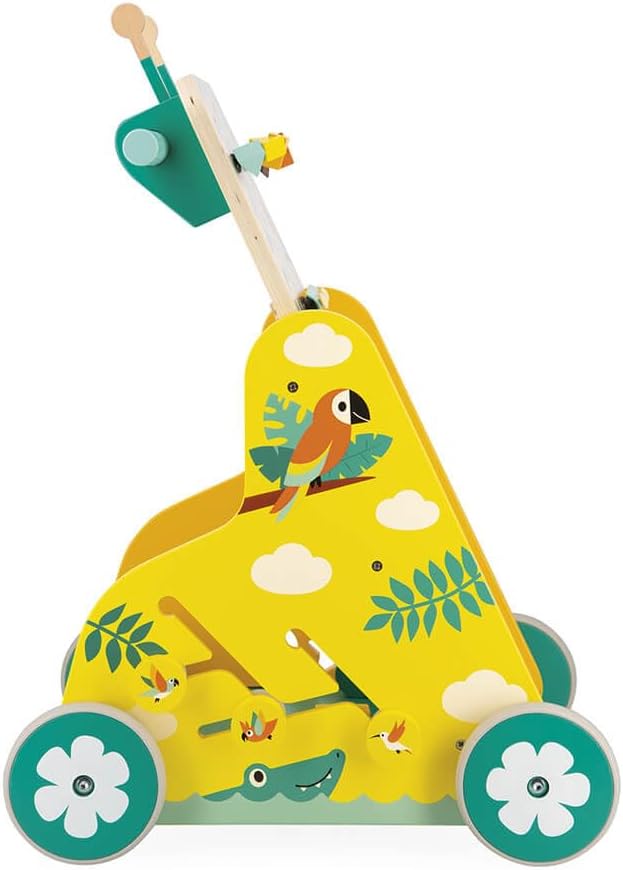 - Tropik - Multi-Activity Trolley - Walker with Blocks - Wooden Pull-Along Cart - Early-Learning - from 18 Months - Multilingual - 382698.