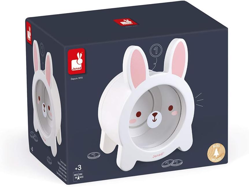 - Rabbit Moneybox - Money Saving Magnetic Piggy STEM Bank - Wood - Early-Learning - for Boys and Girls - from 3 Years +- Multilingual - J04654. Large