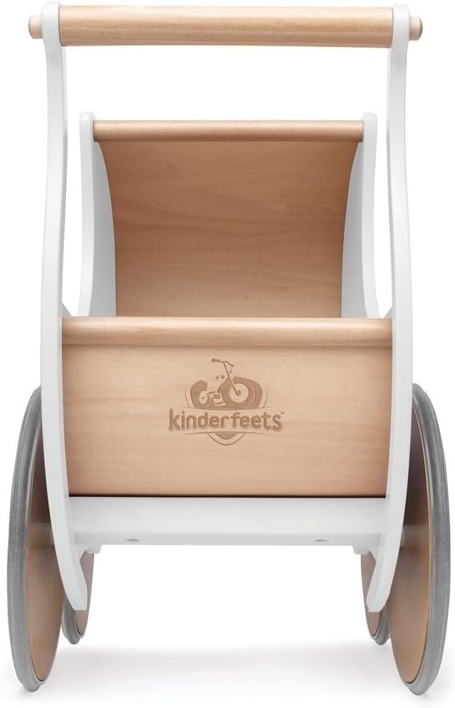 Pram Walker - Toy Stroller for Babies, Kids and Toddlers | Sustainable and Eco-Friendly | 2-In-1 Walker and Stroller Design | Storage Space for Stuffed Animals | 12 Months up (White)