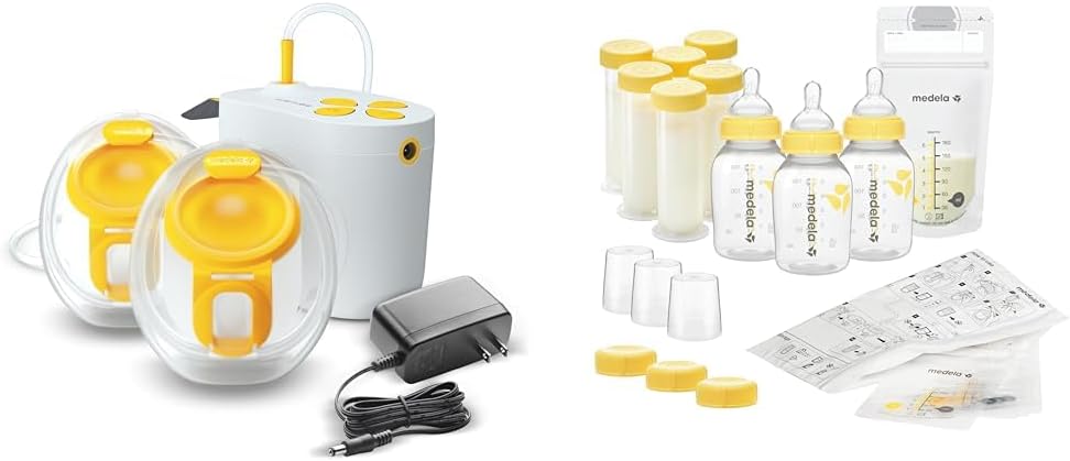 Pump in Style Plug-In Breast Pump, Wearable In-Bra Collection Cups, Easy to Clean & Breastfeeding Gift Set, Complete Breast Milk Storage System; Bottles, Nipples, Travel Caps