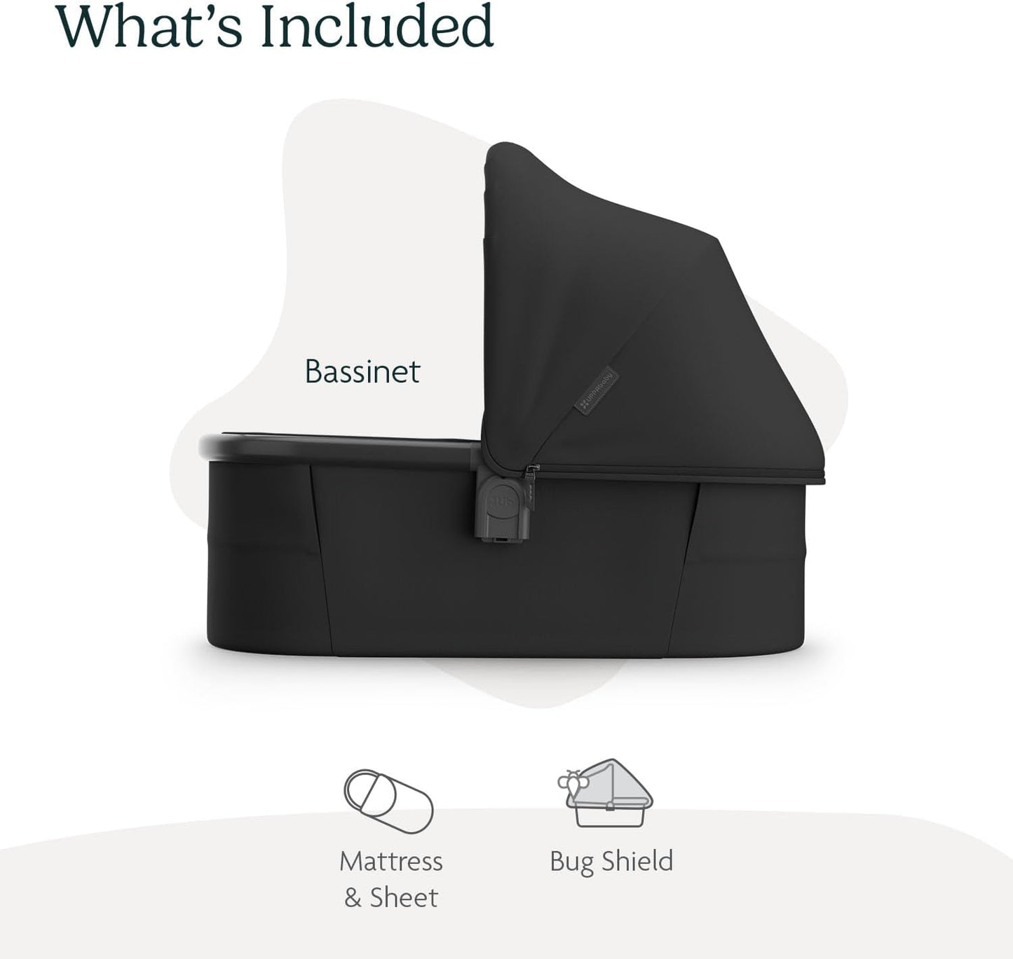 Bassinet V3 - Compatible with Vista, Cruz, Ridge Strollers - Overnight Sleep Solution - Mattress, Sheet and Bug Shield Included - Jake (Charcoal/Carbon Frame)