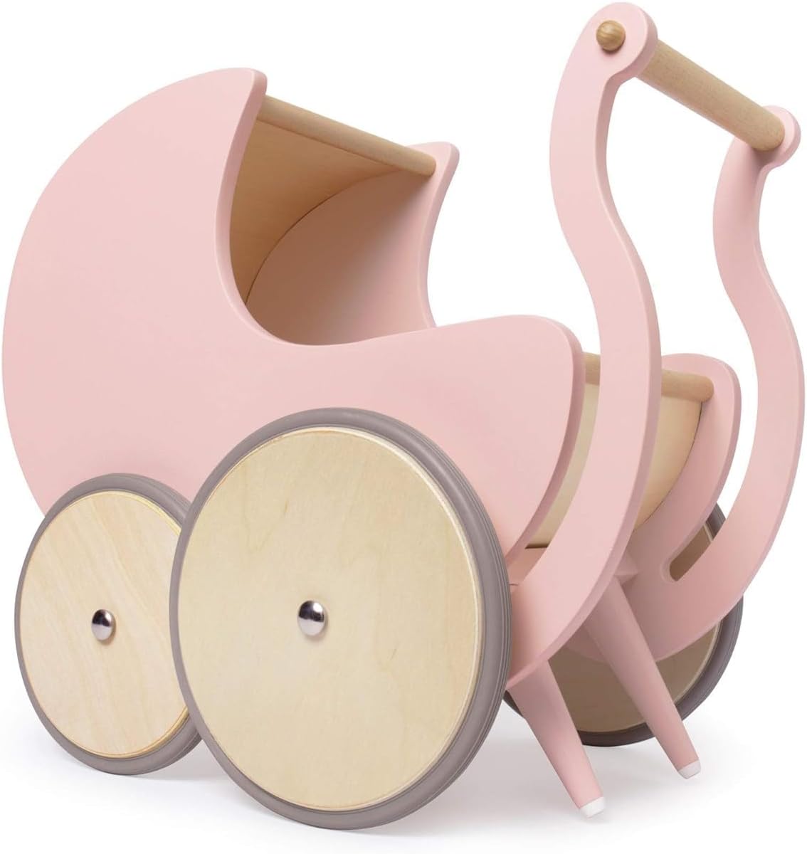 Pram Walker - Toy Stroller for Babies, Kids, and Toddlers | Sustainable and Eco-Friendly | 2-In-1 Walker and Stroller Design | Storage Space for Stuffed Animals | 12 Months up (Rose)
