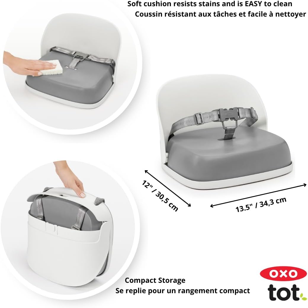 Perch Booster Seat with Straps, Gray