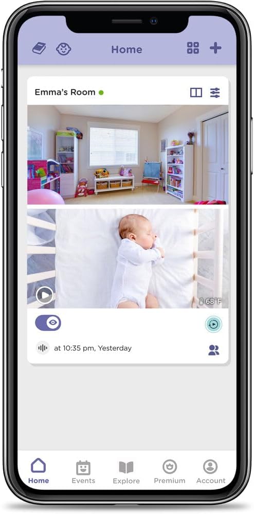 Nursery Pal Dual Vision Smart Camera Wi-Fi Enabled Baby Monitor with AI Motion Tracking, plus Preloaded Soothing Sounds, Lullabies, and Stories, White