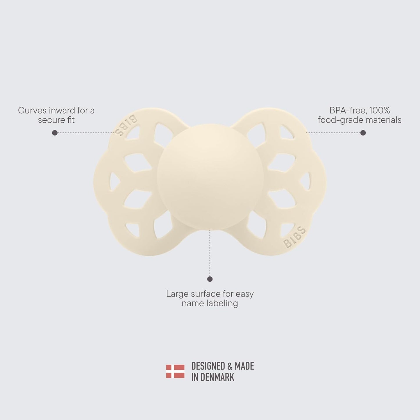 Pacifiers - Infinity Collection with Symmetrical Nipple| Bpa-Free Baby Pacifier | Made in Denmark | Set of 2 Blossom/Dusky Lilac Color Premium Soothers | Size 6-18 Months