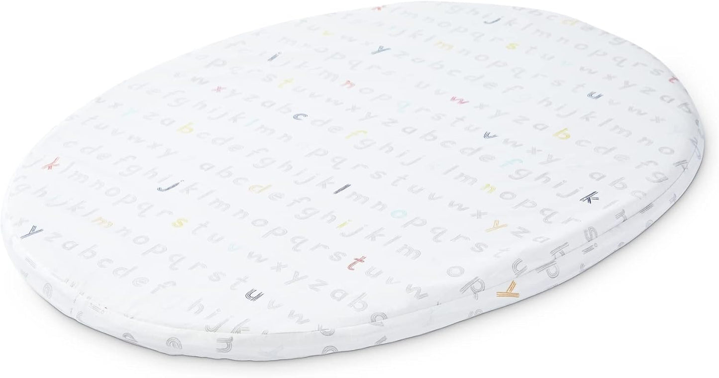 Sleepi Mini Fitted Sheet by Pehr, Rainbow Alphabet Lines - Soft, 100% Organic Fitted Sheets - Made for Oval Sleepi Mini Mattress - Safe Sleeping - Available in Playful Patterns