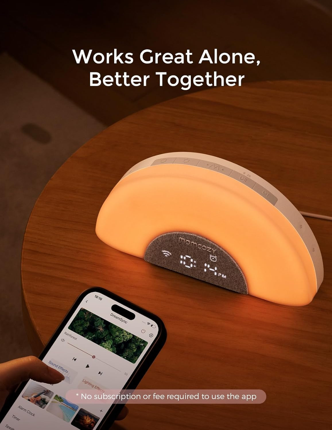 Dreamsync™ Baby Sound Machine, Night Light, APP Control Baby Sleep Trainer, Routine Builder, White Noise Machine with 34 Soothing Sounds, Wake up Light Sunrise Alarm Clock, Wireless Speaker