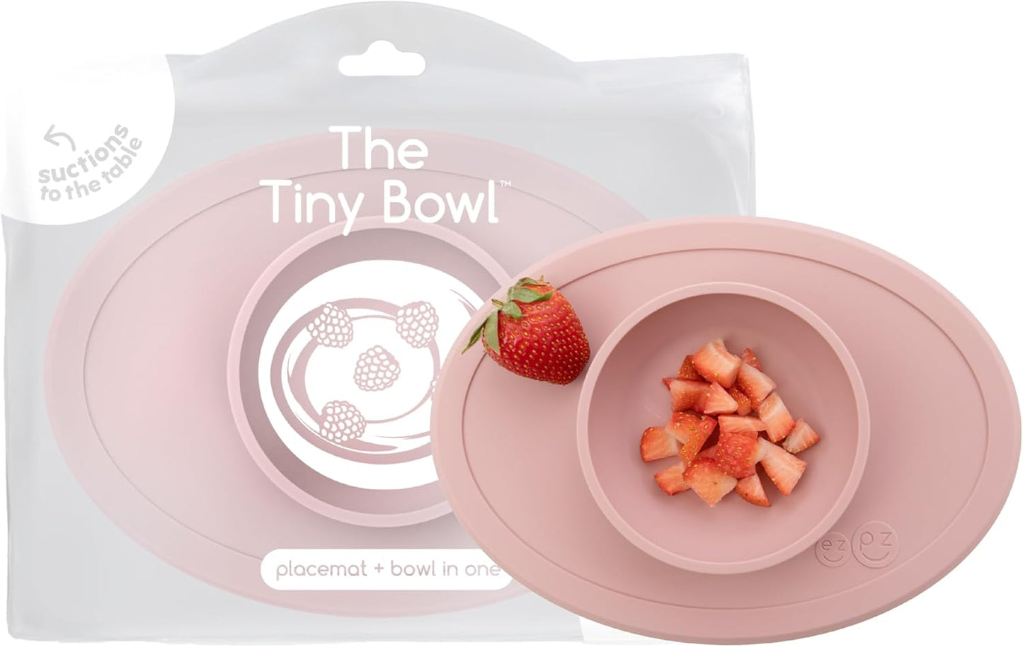 Tiny Bowl - 100% Silicone Suction Bowl with Built-In Placemat for First Foods + Baby Led Weaning - Fits on All Highchair Trays - 4 Months+ (Blush)