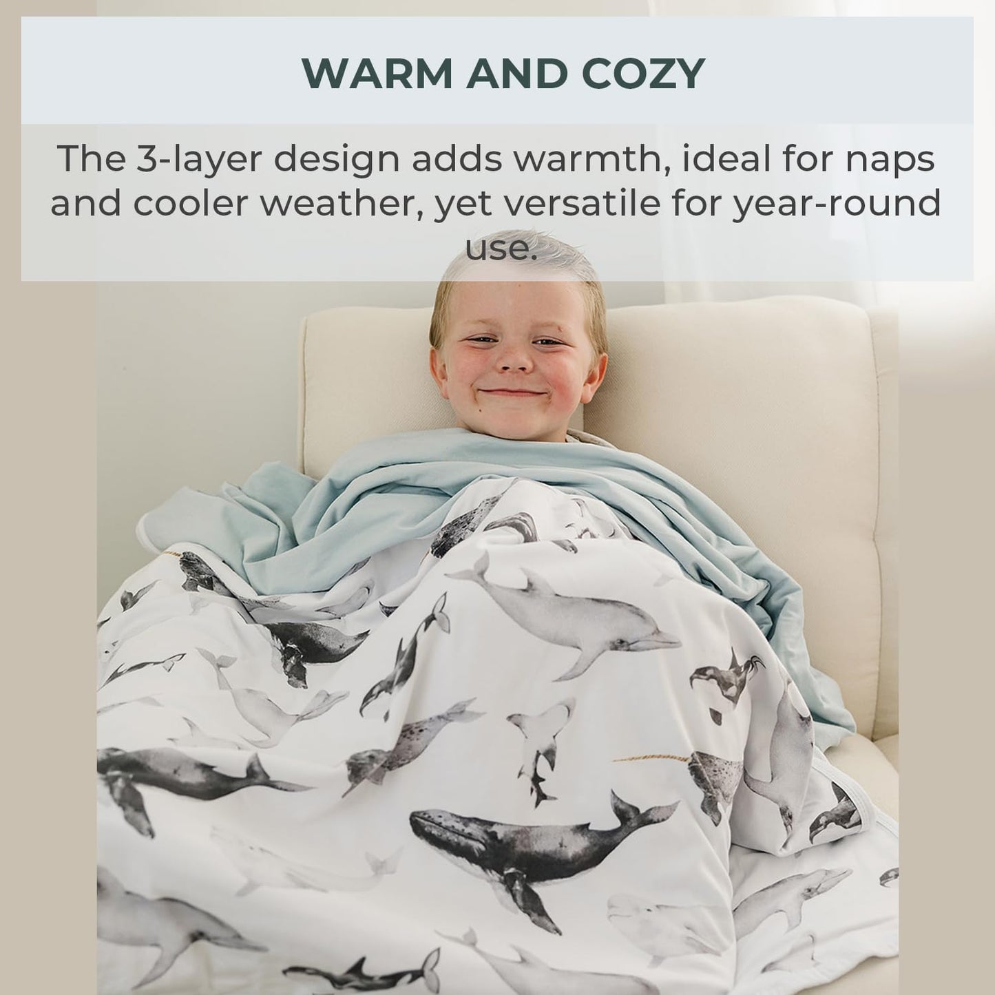 Pobi Baby Soft Neutral Blanket - Premium Cotton Toddler Quilt, Ideal for Boys & Girls - Warm, Soft Blankets (Seaside)