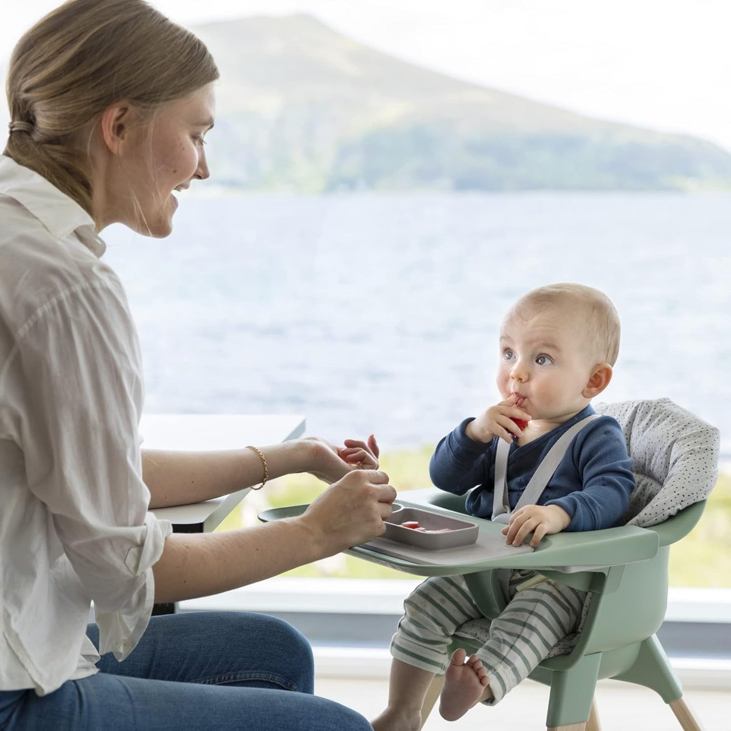 Clikk Cushion, Grey Sprinkles - Compatible with Clikk High Chair - Provides Support for Babies - Made with Organic Cotton - Reversible & Machine Washable - Best for Ages 6-36 Months