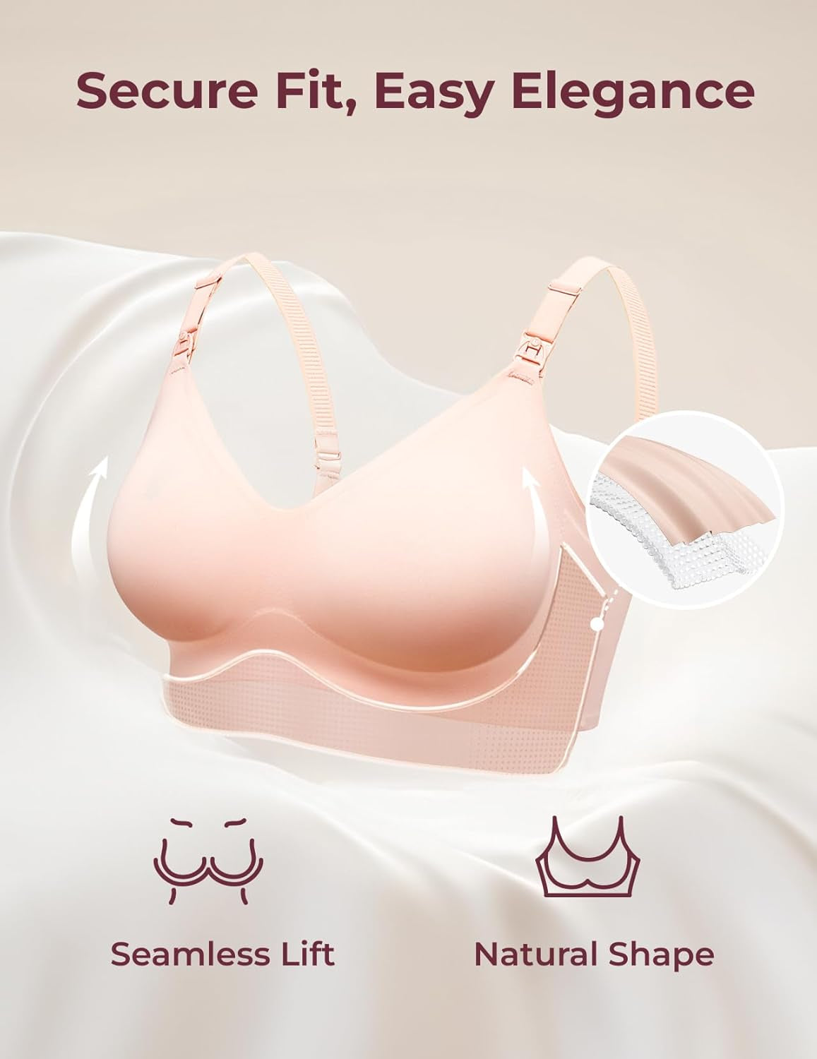 Nursing Bras for Breastfeeding, Seamless Maternity Bra Ultra Comfort Smooth Wireless Pregnancy Sleeping Bralette