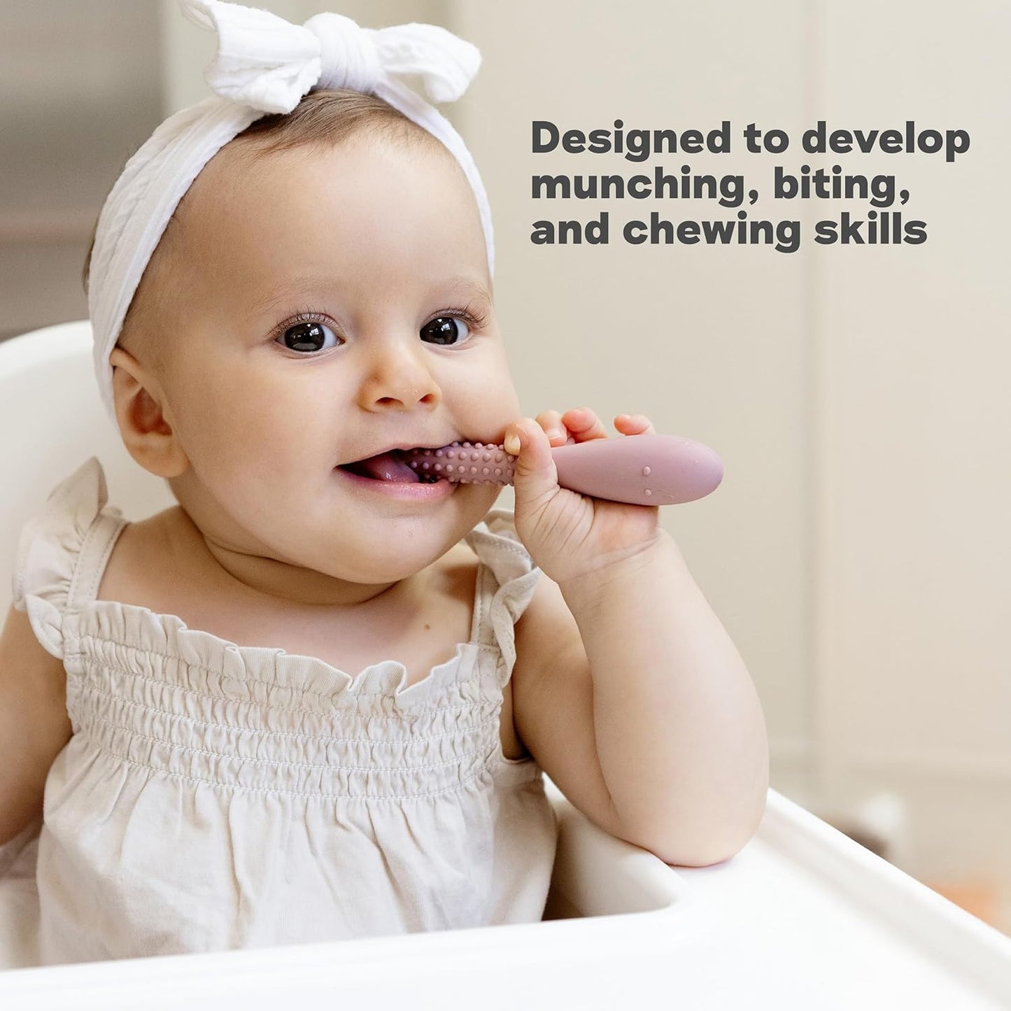 Oral Development Tools (3 Pack in Blush) - Non-Slip Loop, Smile and Stick, 100% Silicone Tools That Encourage Speech Sound - Sensory Bumps - Dishwasher Safe - 3 Months+